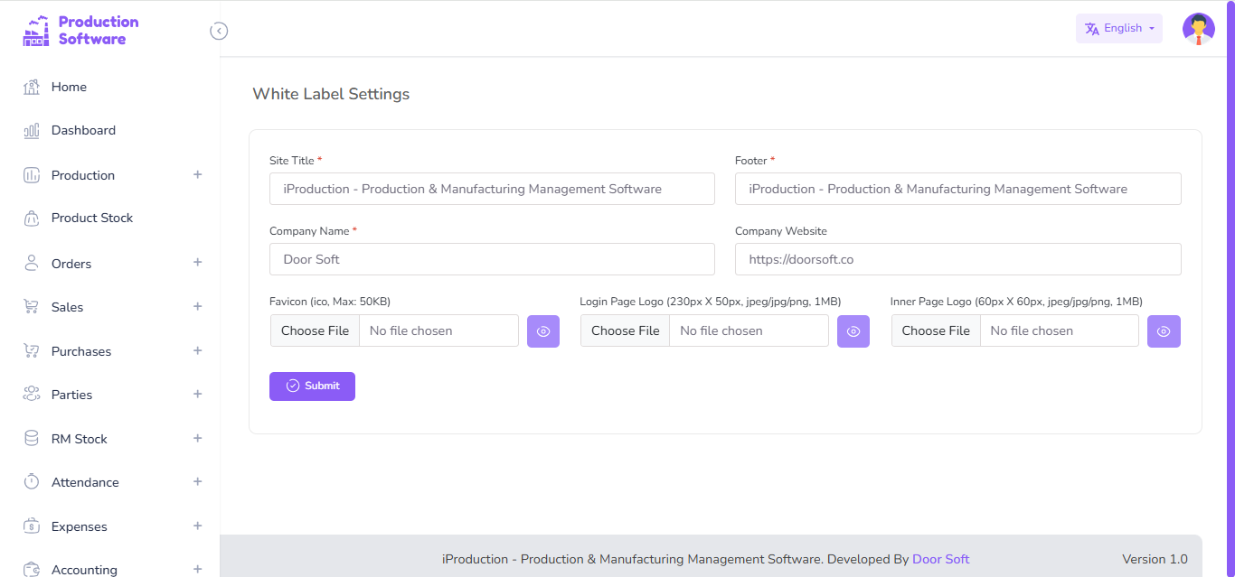 White Label Settings